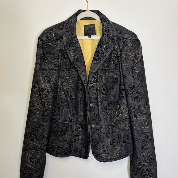 View Collection NY Blazer Vintage Y2K Black Velvet Gold Jacket Women’s Sz 8 - Picture 8 of 13